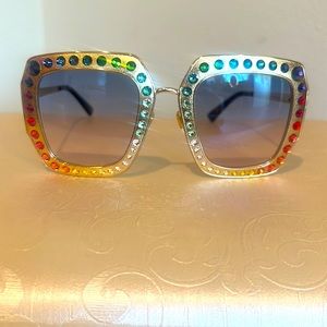 Gucci Gold & Multicolor Swarovski Crystal Sunglasses